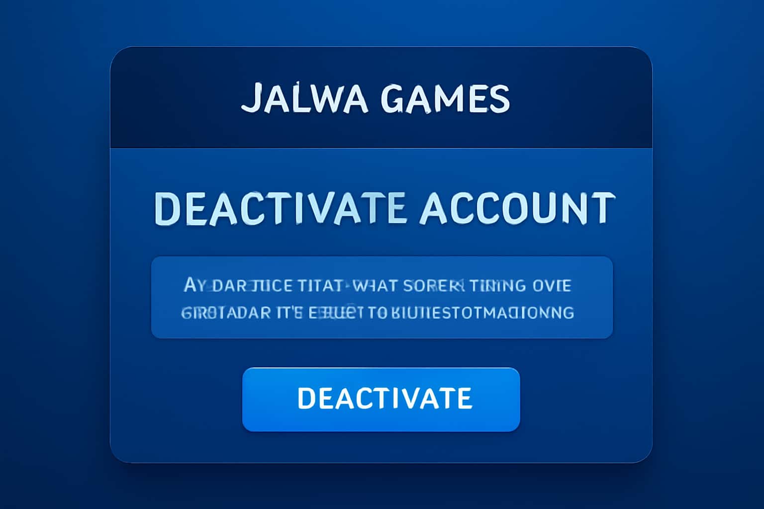 An informational graphic illustrating the process of deactivating a Jalwa Games account.