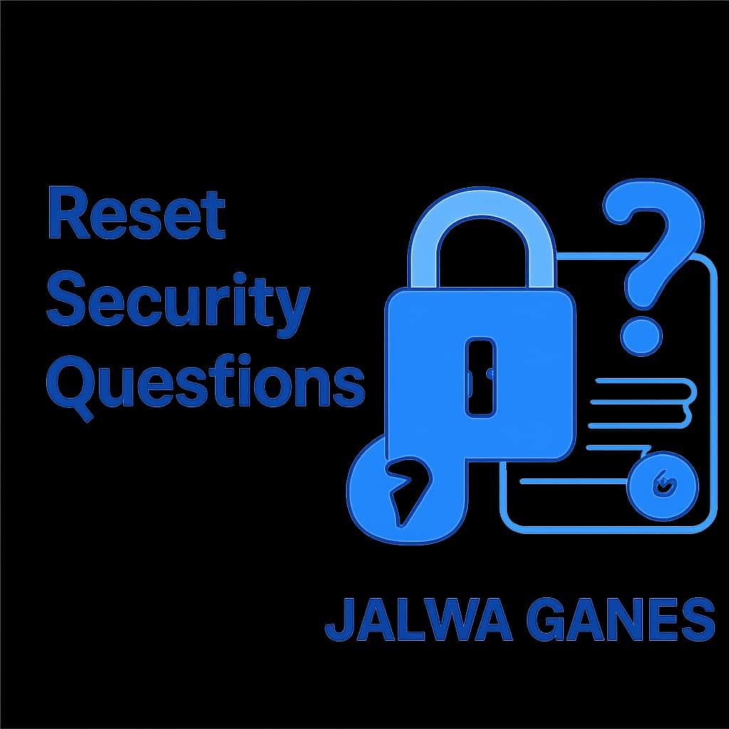 Diagram detailing the steps to reset security questions for Jalwa Games.