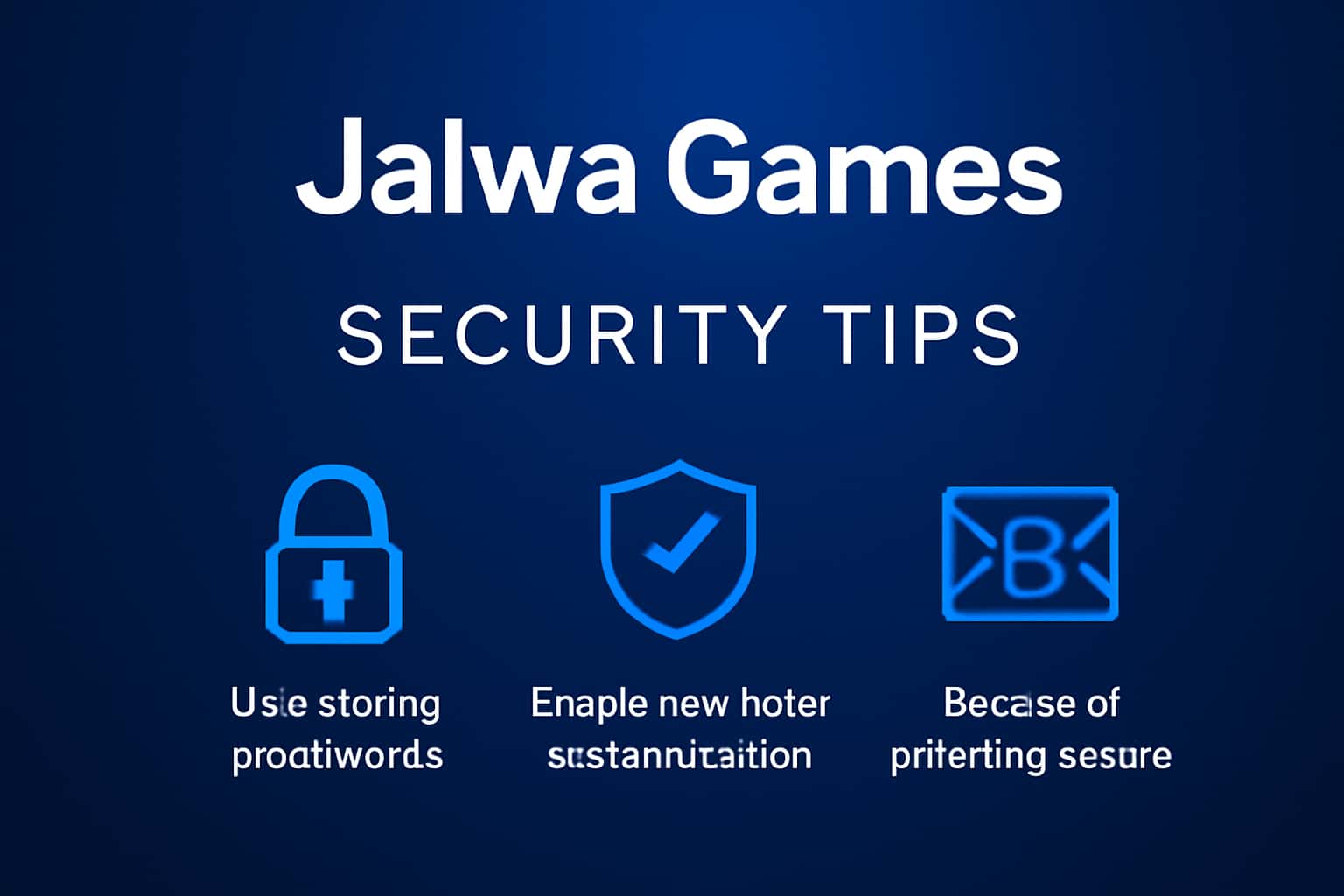 An informational representation of security tips for Jalwa Games, incorporating #0345fc color accents.